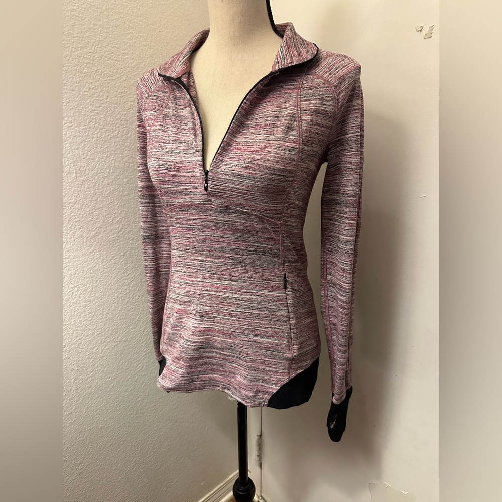 Lululemon Athletica Pink Fitted Long Sleeve Polo Sweatshirt